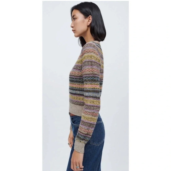 Re/Done 60s Shrunken Sweater in Gravel Multi M Wool Blend - Picture 5 of 13